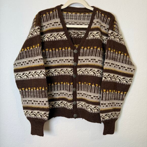 Vintage Women's Cardigan Sweater with Silver Tone Buttons - Picture 2 of 6